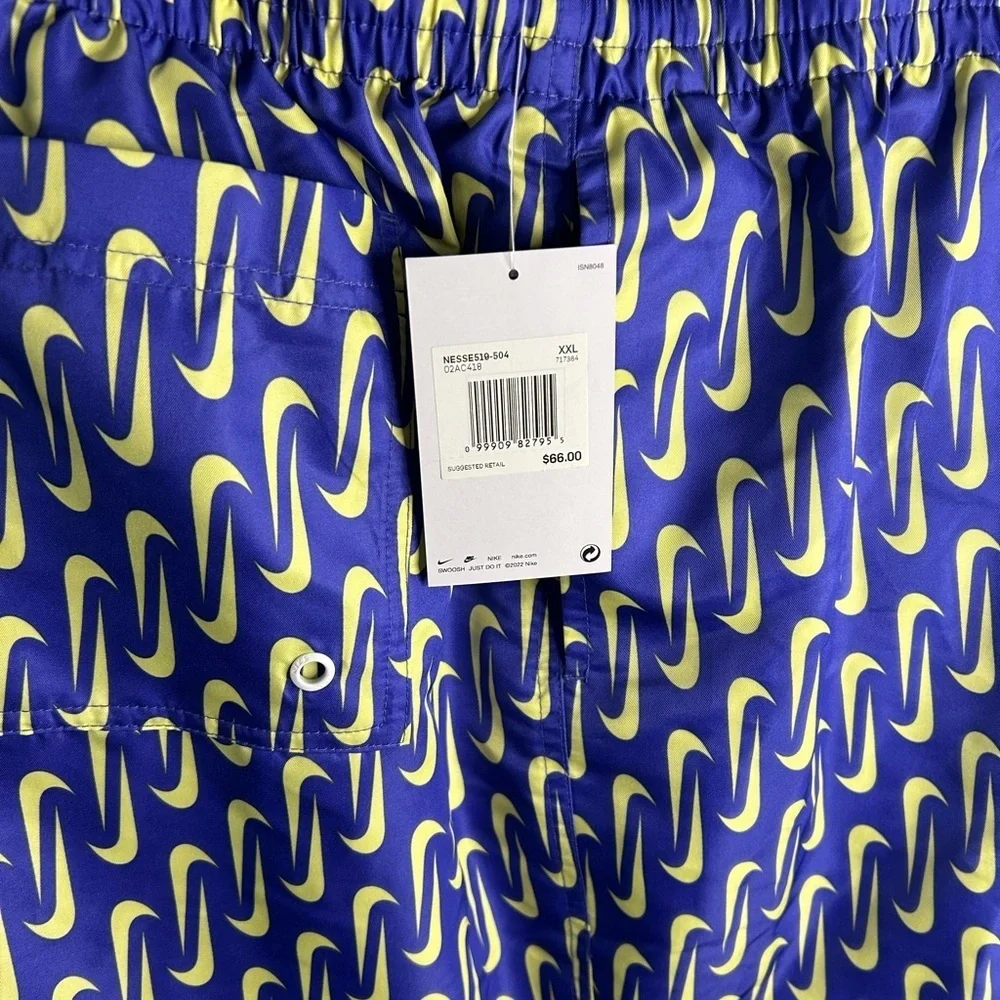 Nike Blue and Yellow Men's Swim Shorts